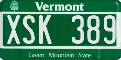 VT license plate XSK389