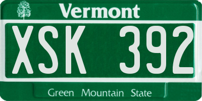VT license plate XSK392