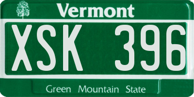 VT license plate XSK396