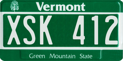 VT license plate XSK412