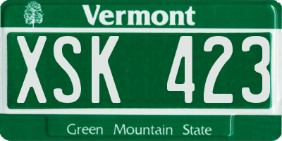 VT license plate XSK423