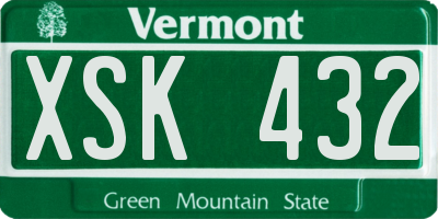 VT license plate XSK432