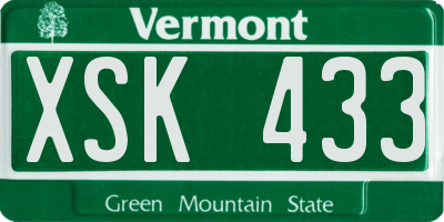 VT license plate XSK433