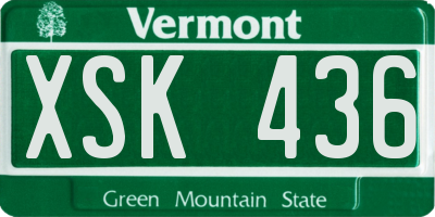 VT license plate XSK436