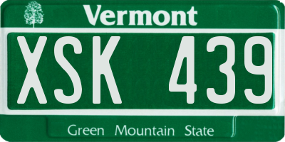 VT license plate XSK439