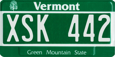 VT license plate XSK442