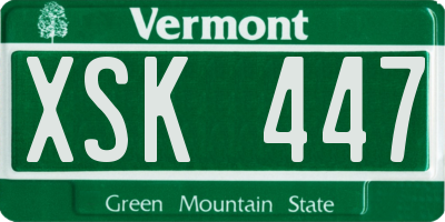 VT license plate XSK447