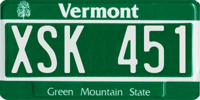 VT license plate XSK451