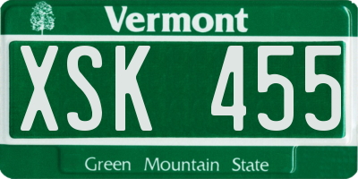 VT license plate XSK455