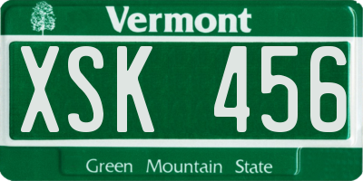 VT license plate XSK456