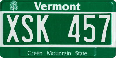 VT license plate XSK457