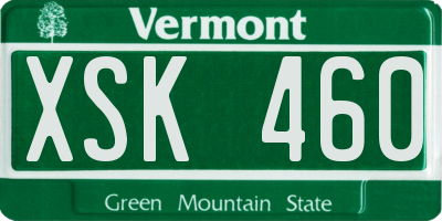 VT license plate XSK460