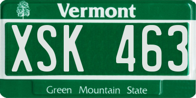 VT license plate XSK463