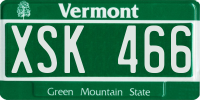 VT license plate XSK466