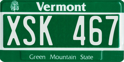 VT license plate XSK467