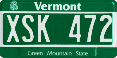 VT license plate XSK472