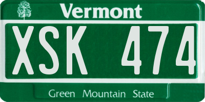 VT license plate XSK474