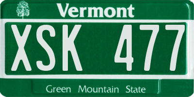 VT license plate XSK477