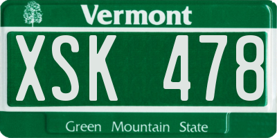 VT license plate XSK478