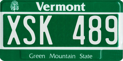 VT license plate XSK489