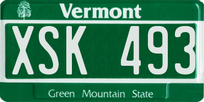 VT license plate XSK493