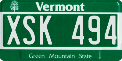 VT license plate XSK494