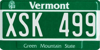 VT license plate XSK499