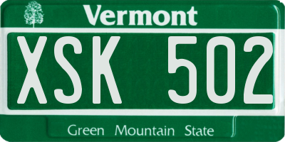 VT license plate XSK502