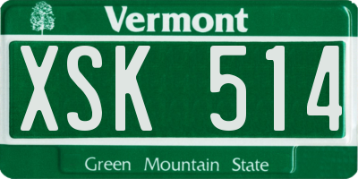VT license plate XSK514