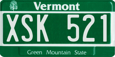 VT license plate XSK521