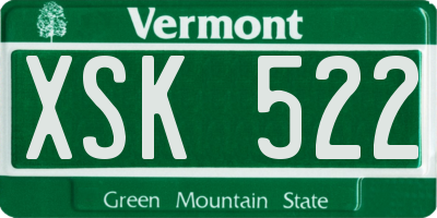 VT license plate XSK522