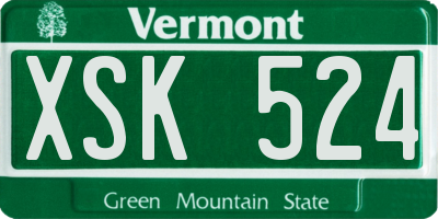 VT license plate XSK524
