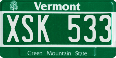 VT license plate XSK533