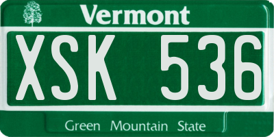VT license plate XSK536