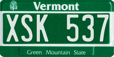 VT license plate XSK537