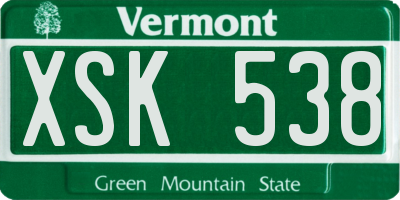 VT license plate XSK538