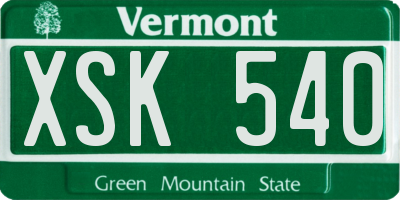VT license plate XSK540