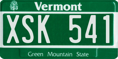 VT license plate XSK541