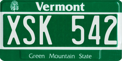 VT license plate XSK542