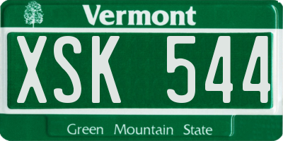 VT license plate XSK544