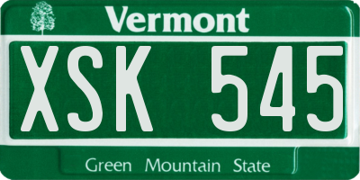 VT license plate XSK545