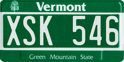VT license plate XSK546