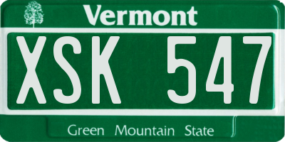 VT license plate XSK547