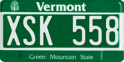 VT license plate XSK558