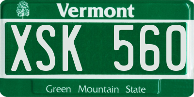 VT license plate XSK560