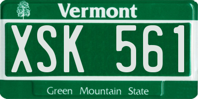 VT license plate XSK561