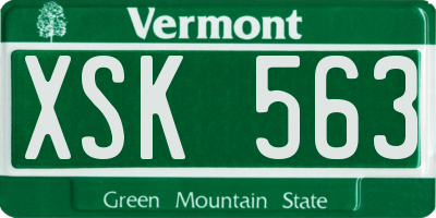 VT license plate XSK563