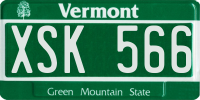 VT license plate XSK566