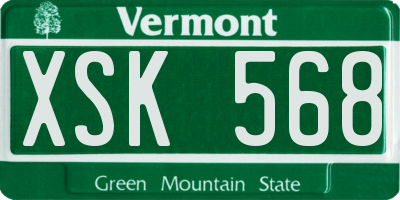 VT license plate XSK568