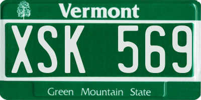 VT license plate XSK569